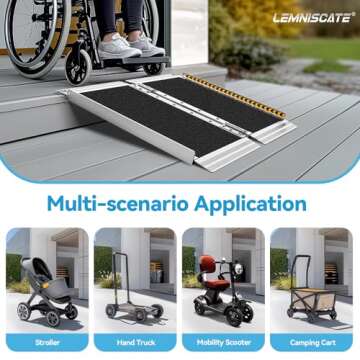 LEMNISCATE 2FT Wheelchair Ramps for Home Steps, Non-Skid Portable Handicap Aluminum Wheel Chair Ramps, 800LBS Capacity Folding Ramps for Wheelchairs for Homes, Entry, Shed, Doorways, Curbs, Stairs