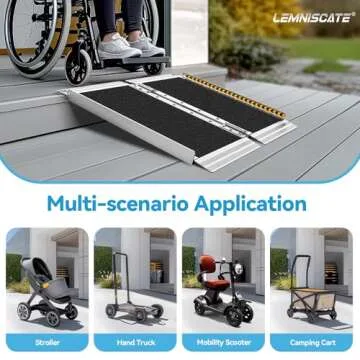LEMNISCATE 2FT Wheelchair Ramps for Home Steps, Non-Skid Portable Handicap Aluminum Wheel Chair Ramps, 800LBS Capacity Folding Ramps for Wheelchairs for Homes, Entry, Shed, Doorways, Curbs, Stairs