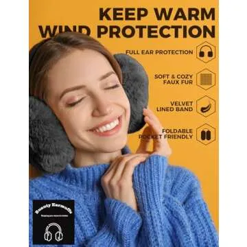 Ear Muffs Winter Women Men Kids Girls Earmuffs for Women Winter Accessories Ear Covers Cold Weather Running Ear Warmers Headband White Black Cute Fluffy Fuzzy Adjustable Foldable Faux Fur Ladies