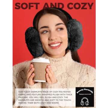 Ear Muffs Winter Women Men Kids Girls Earmuffs for Women Winter Accessories Ear Covers Cold Weather Running Ear Warmers Headband White Black Cute Fluffy Fuzzy Adjustable Foldable Faux Fur Ladies