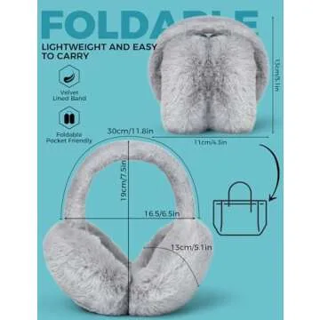 Ear Muffs Winter Women Men Kids Girls Earmuffs for Women Winter Accessories Ear Covers Cold Weather Running Ear Warmers Headband White Black Cute Fluffy Fuzzy Adjustable Foldable Faux Fur Ladies