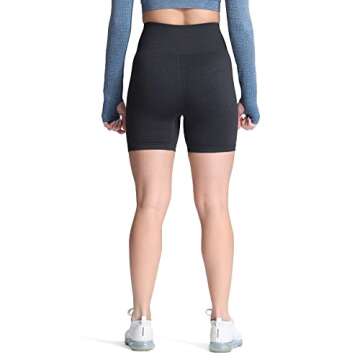 Aoxjox Seamless Workout Biker Shorts for Women High Waisted Exercise Athletic Gym Booty Running Yoga Short 5" (Vital Black Marl, X-Small)