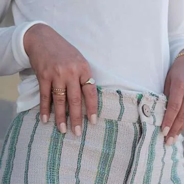 BLOSSOM & HUE Stacking Ring for Women Teens & Girls [18K Gold Plated on .925 Sterling Silver] - Dainty Beaded Band [Hypoallergenic]