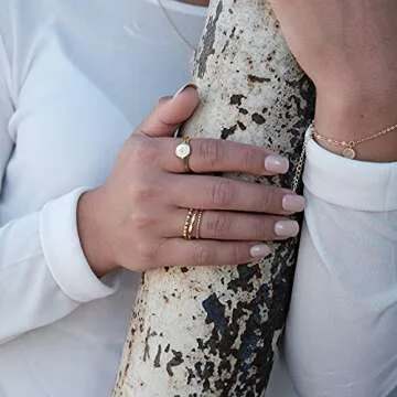 BLOSSOM & HUE Stacking Ring for Women Teens & Girls [18K Gold Plated on .925 Sterling Silver] - Dainty Beaded Band [Hypoallergenic]