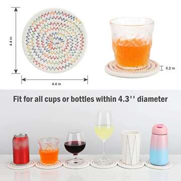 ABenkle Woven Coasters for Drinks Set of 6, Boho Absorbent Drinking Coaster, 4.3 Inch - Perfect Hous...