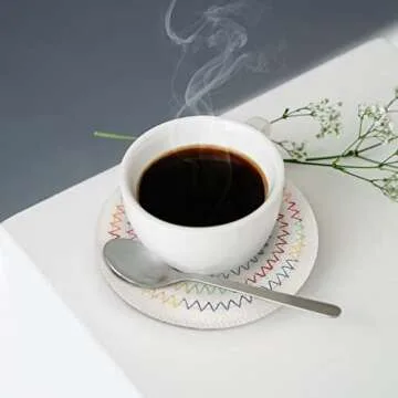 ABenkle Woven Coasters for Drinks Set of 6, Boho Absorbent Drinking Coaster, 4.3 Inch - Perfect Housewarming Gift, Home Decor, Bar Essentials for Coffee Table