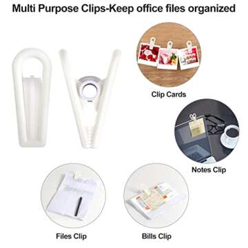20Pcs Laundry Clips,Washing Line Pegs,Windproof,Hanger Clips for Baby's Flat Thin Clothes Hangers,Chip Clips,Multi Purpose Clips for Kitchen Food Package,Photos,Crafts,Display Artwork Clothespin,White