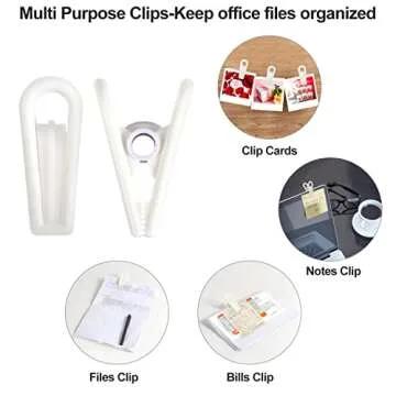 20Pcs Laundry Clips,Washing Line Pegs,Windproof,Hanger Clips for Baby's Flat Thin Clothes Hangers,Chip Clips,Multi Purpose Clips for Kitchen Food Package,Photos,Crafts,Display Artwork Clothespin,White