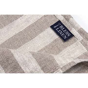 BLESS LINEN Jacquard Striped Linen Kitchen Towels 16x30