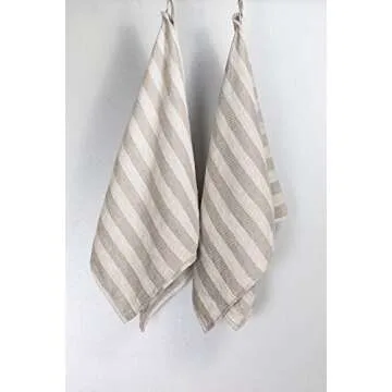 BLESS LINEN Jacquard Striped Linen Kitchen Towels 16x30