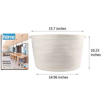 Orino Cotton Rope Storage Baskets with Handles, Soft Durable Laundry Baskets Nursery Hamper Organize...