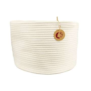 Orino Cotton Rope Storage Baskets with Handles, Soft Durable Laundry Baskets Nursery Hamper Organizer for Kids' Toys Home Decor Blanket Basket (15"x10", Large, Off White)