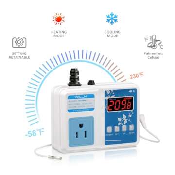 WILLHI WH1436A 10A Temperature Controller 110V Digital Thermostat Switch Sous Vide Controller NTC 10...