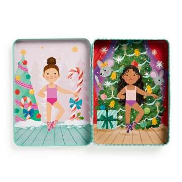 Mudpuppy Enchanted Nutcracker – Magnetic Dress Up Game with Illustrated Christmas Scenes Including 2 Ballerina Characters and Over 40 Mix and Match Magnets Perfect for Holiday Travel