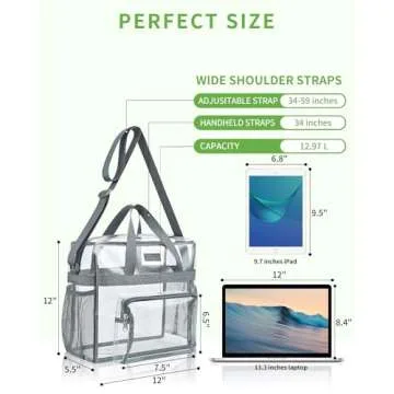 Bagenius Clear Bag Stadium Approved 12x6x12 for Sports, Concerts & Festivals