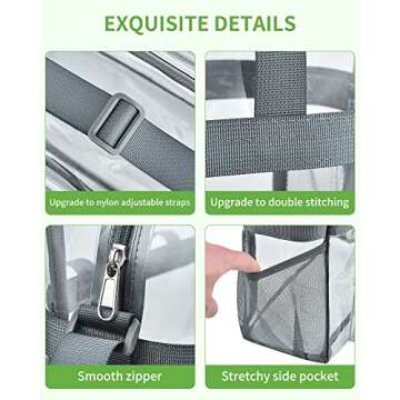 Bagenius Clear Bag for Stadium Events 12x6x12 Grey