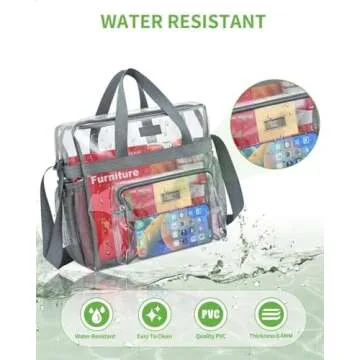 Bagenius Clear Bag for Stadium Events 12x6x12 Grey