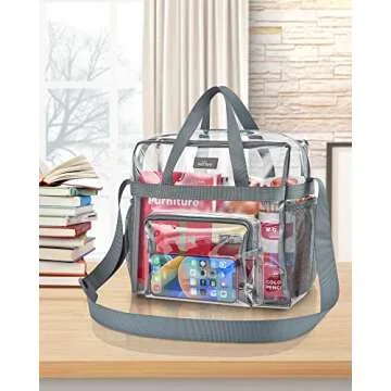 Bagenius Clear Bag for Stadium Events 12x6x12 Grey