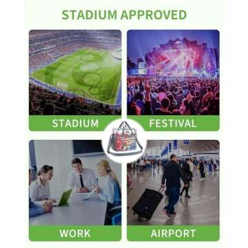 Bagenius Clear Bag for Stadium Events 12x6x12 Grey