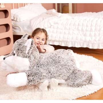 IKASA Giant Wolf Stuffed Animal Plush Toy, 30 Inches Big Soft Toys for Kids Girls Boys Girlfriend