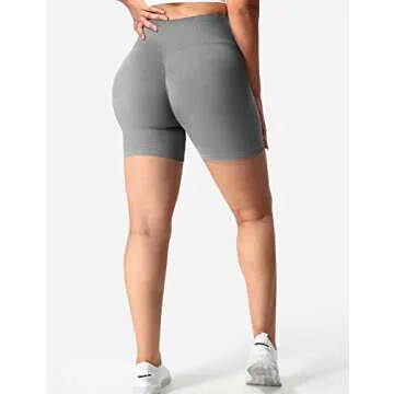 YEOREO Women Intensify Athletic Shorts Seamless Scrunch Workout Shorts High Waisted Active Gym Yoga Shorts Grey S