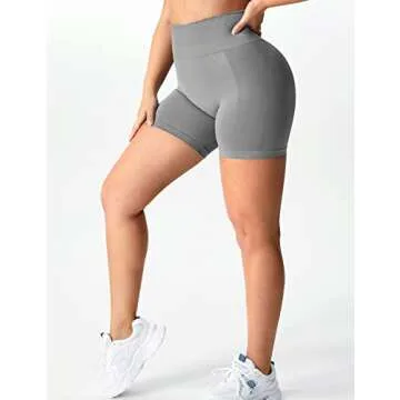 YEOREO Women Intensify Athletic Shorts Seamless Scrunch Workout Shorts High Waisted Active Gym Yoga Shorts Grey S