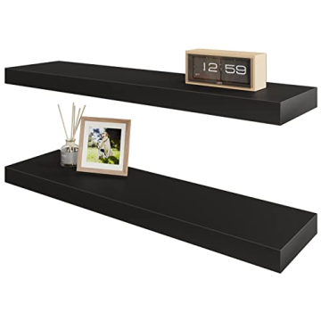 BAMEOS Floating Shelf Stylish Wall Mounted Storage Black