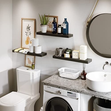 BAMEOS Floating Shelf Stylish Wall Mounted Storage Black