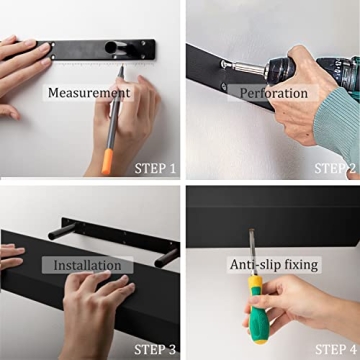 BAMEOS Floating Shelf Stylish Wall Mounted Storage Black