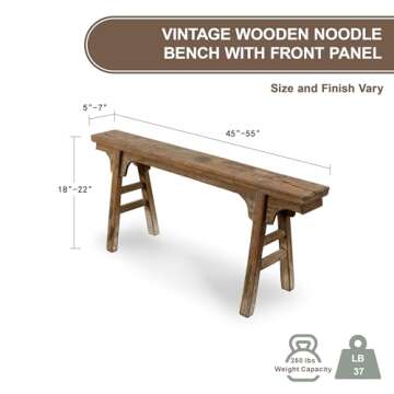 Lily’s Living Vintage Noodle Bench - Unique Reclaimed Wood