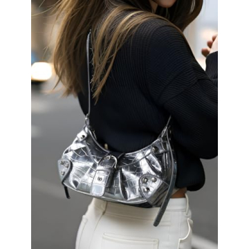 MadGrandeur Small Silver Purse - Stylish Y2K Hobo Bag