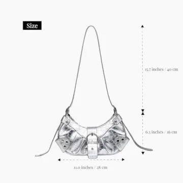 MadGrandeur Small Silver Purse - Stylish Y2K Hobo Bag