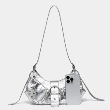 MadGrandeur Small Silver Purse - Stylish Y2K Hobo Bag
