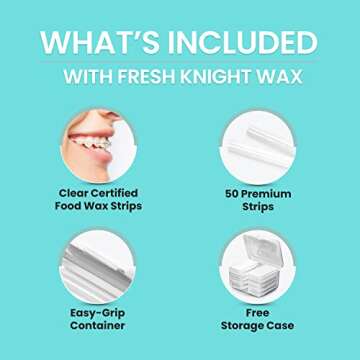 Braces Wax,10 Pack. Dental Wax for Braces & Aligners, Unscented & Flavorless - 50 Premium Orthodontic Wax-Strips. White Cases. Includes storage case. Food Grade ortho bracewax. Fresh Knight. (White)