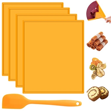 Avkast 4PCS Silicone Dehydrator Sheets – Non-Stick Mats with Scraper for Dehydrating Fruits & More