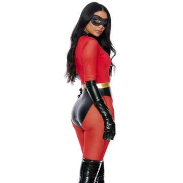Forplay Women's Super Suit Sexy Superhero Costume Adult Costume, Red, M/L