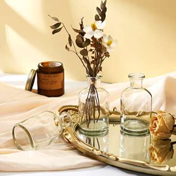 Lallisa 30 Pack Glass Bud Vases Bulk Small Mini Flower Vases for Centerpieces Decorative Glass Bottles Vintage Rustic Centerpieces Decoration for Wedding Dining Table Home Decor (4.22 oz)