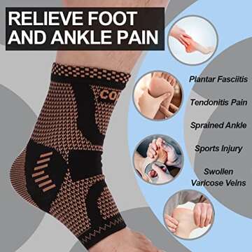 LISEPWU Copper Ankle Brace for Pain Relief & Sports Support