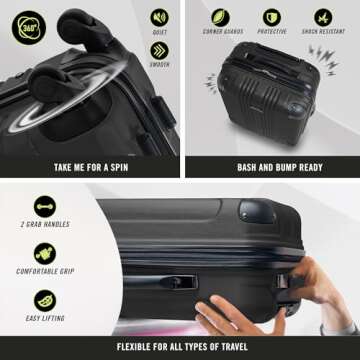 Kenneth Cole REACTION Out of Bounds Lightweight Hardshell 4-Wheel Spinner Luggage, Midnight Black, 28-Inch Checked