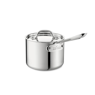 All-Clad D3 3-Ply Stainless Steel Sauce Pan with Lid 1.5 Quart, Induction Oven Broiler Safe 600F, Mu...