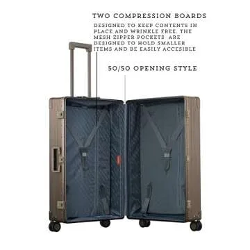 Aleon 30" Macro Traveler Aluminum Hardside Checked Luggage - Durable Spinner Suitcase with Piano Hinges, Water-Resistant, TSA Locks, Ideal for Extended Travel & Men & Women's Check-In Bag (Bronze)