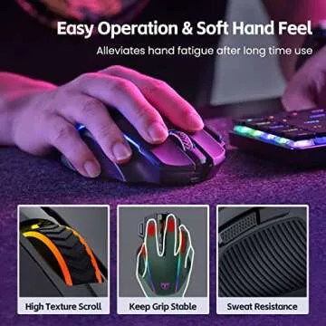 RisoPhy Wireless Gaming Mouse with RGB and 10,000 DPI