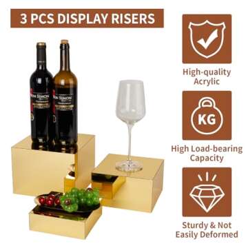 Jolboldy 3 Pcs Acrylic Risers for Elegant Displays
