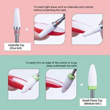 Ceramic Nail Drill Bits Set Fit for Most Drill Machine Professional Acrylic Nail Drill Bit for Manic...