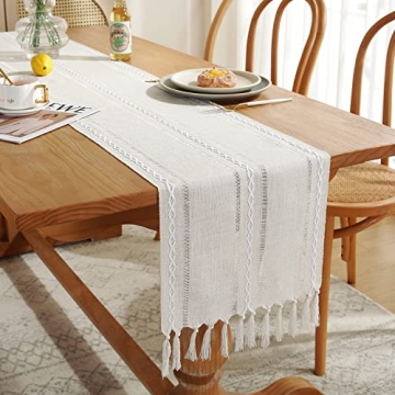 Rustic Farmhouse Style Linen Table Runner for Elegant Occasions