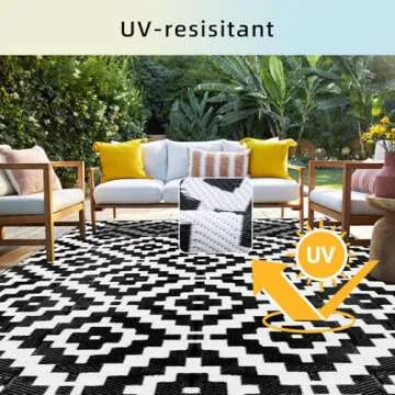 Favoyard Outdoor Rug 5x8 ft Waterproof Reversible Patio Plastic Straw Rugs for Decor Clearance Outside Large RV Camping Area Carpet Mat for Porch Deck Balcony Pool Backyard Picnic Beach Camper Door