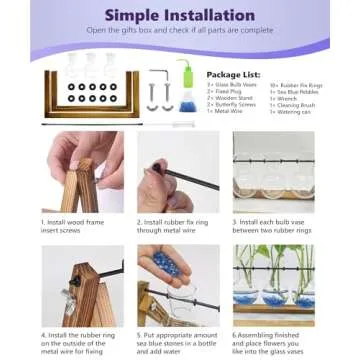 Nacome Plant Terrarium for Office Decor: Wooden Stand Tabletop Planter 3 Bulb Glass Vase Metal Swivel Holder for Hydroponics Indoor Home - Birthday Gifts for Women Mom Grandma