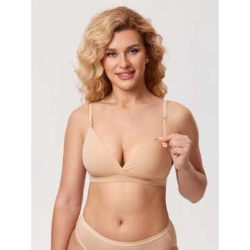 MOMANDA Women’s Inbarely Nursing Bras Wireless Bralette V Neck Seamless No Underwire Maternity Bra...