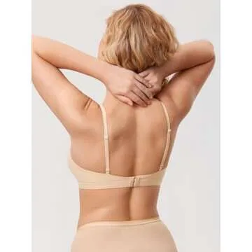 MOMANDA Women’s Inbarely Nursing Bras Wireless Bralette V Neck Seamless No Underwire Maternity Bra for Breastfeeding Warm Beige Medium