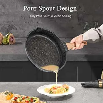 YIIFEEO Non Stick Frying Pan Set Granite Skillet Set with 100% PFOA & PTFE Free, Induction Egg Omelette Pans for Cooking Pan Set, Cookware Set Nonstick Pots and Pans Set Gift for Women